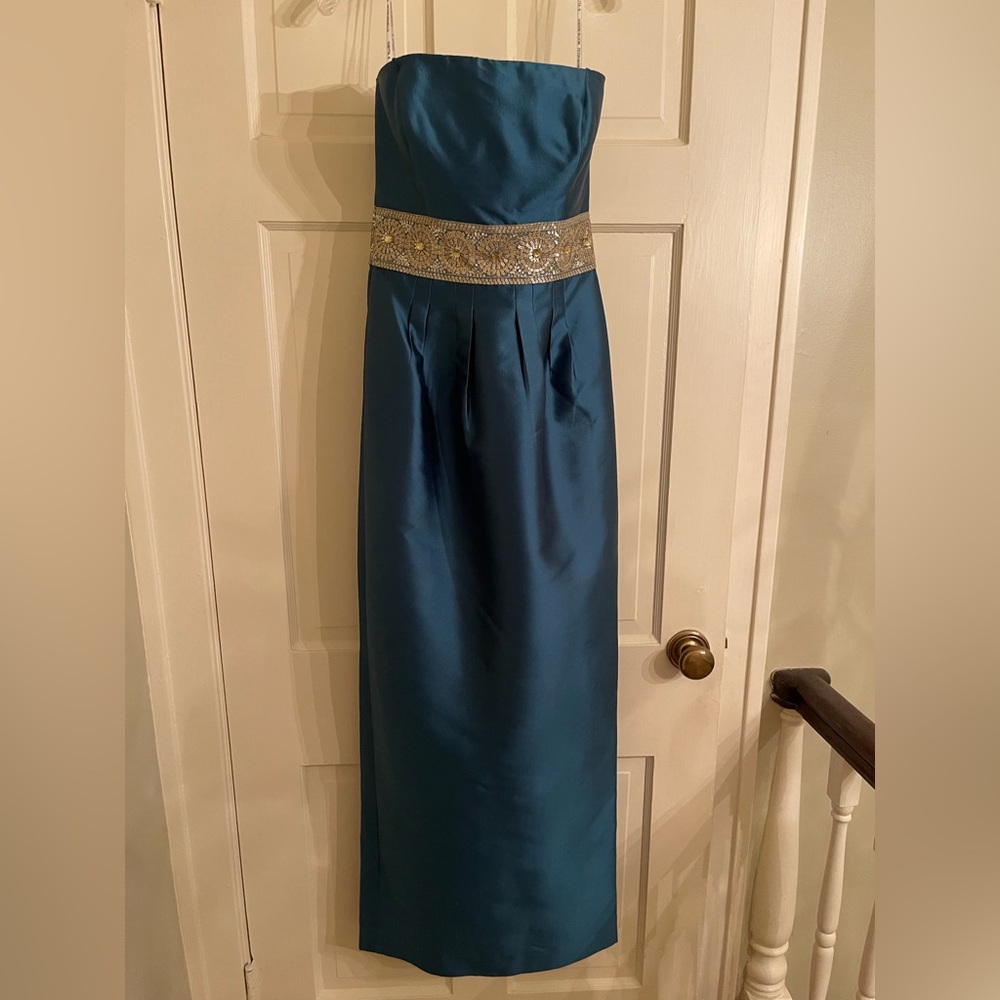 Chetta B, Sherrie Bloom, Peter Noviello Long Formal Dress (Teal with Gold Band)